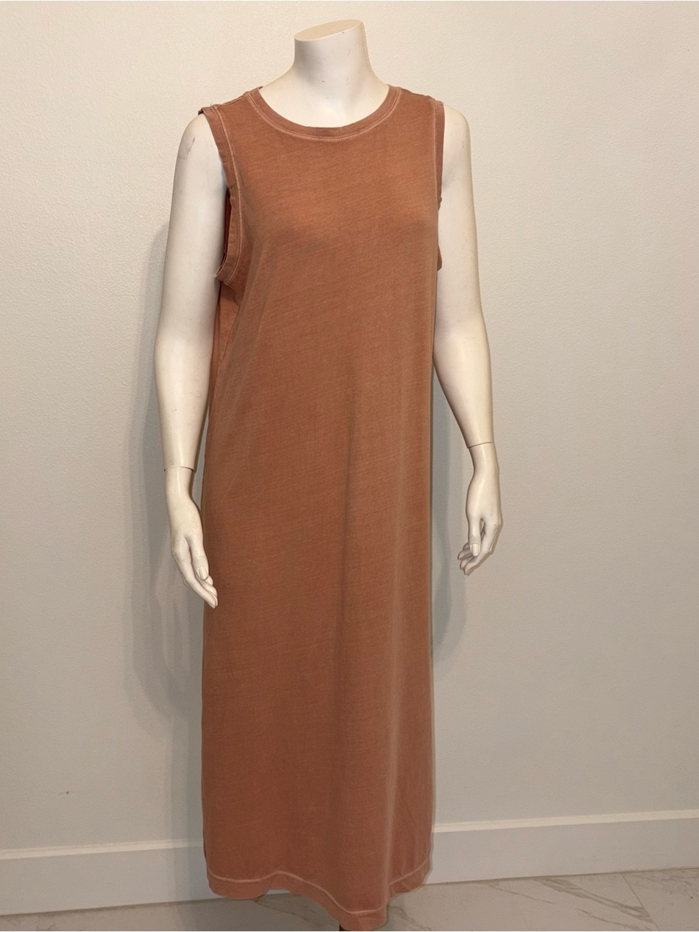 OLD NAVY pinkish/sandy COLOR MIDI/MAXI DRESS SZ LG SLEEVLESS 100%cotton